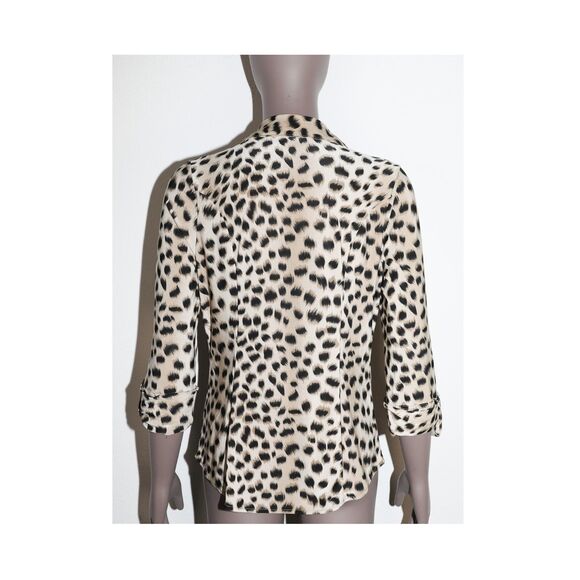 INC International Concepts Leopard Print 3/4 Sleeve Button Blouse Chic Top - Picture 3 of 3